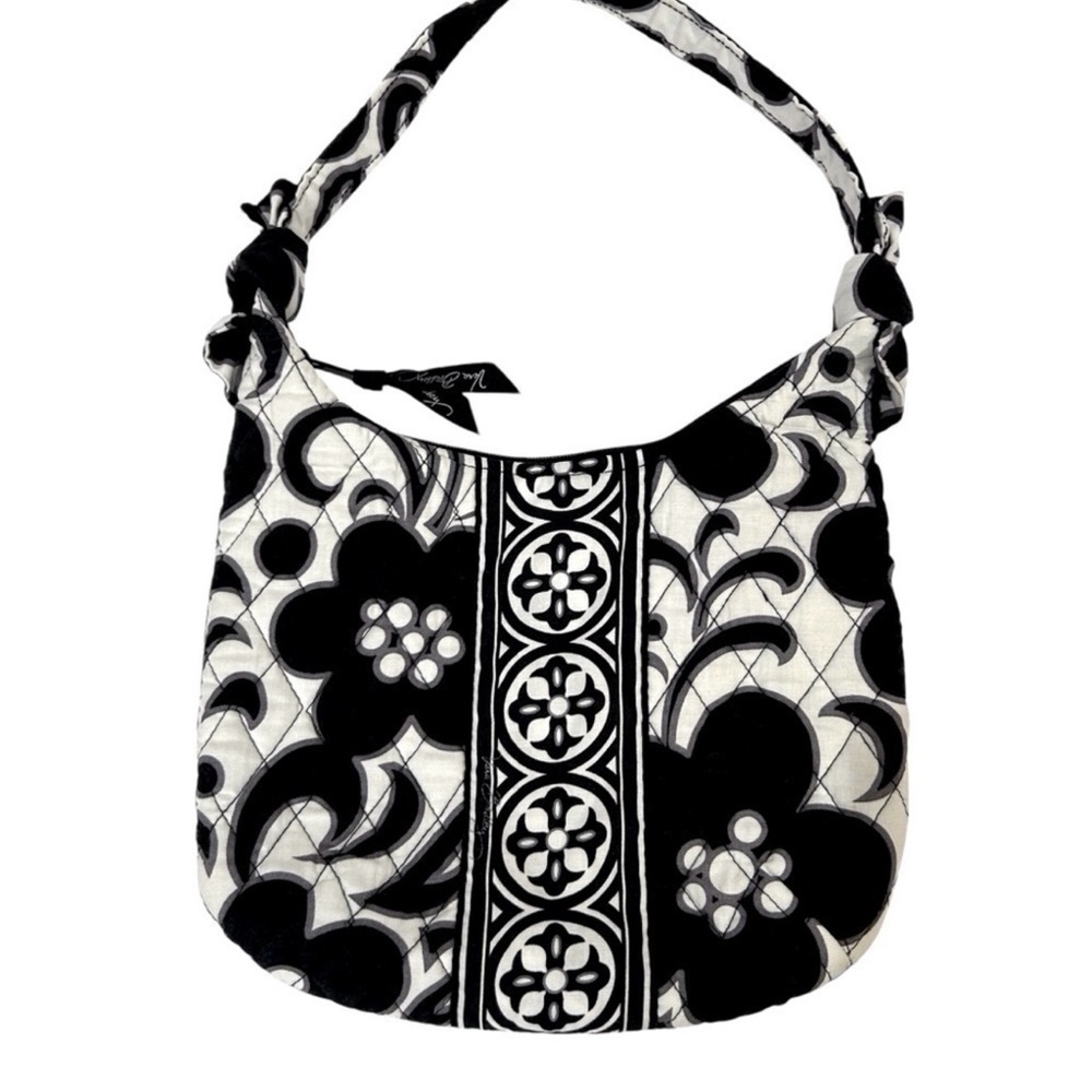 Vera Bradley Black and White Floral Quilted Shoulder Bag